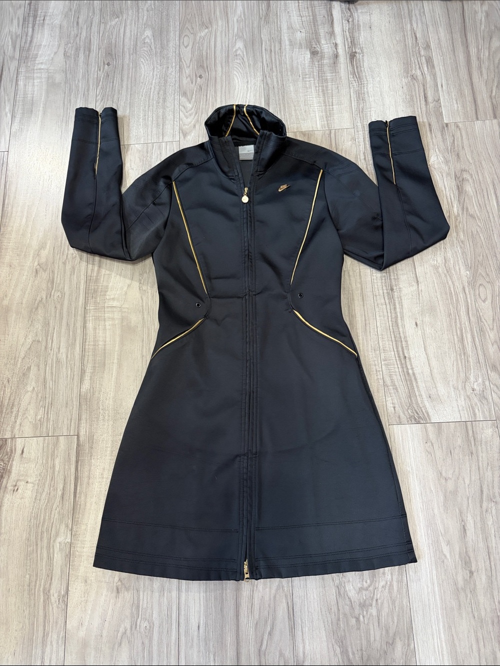 Nike Black Long Zip Jacket with Gold Accents